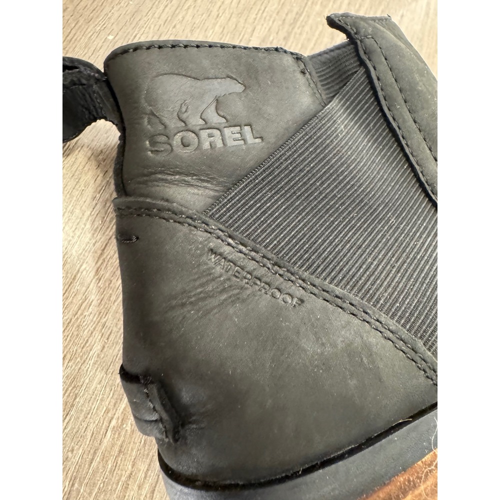 Sorel Emelie Chelsea Waterproof Black Leather Ankle Boots NL2671-010 Womens 9 - Picture 6 of 13